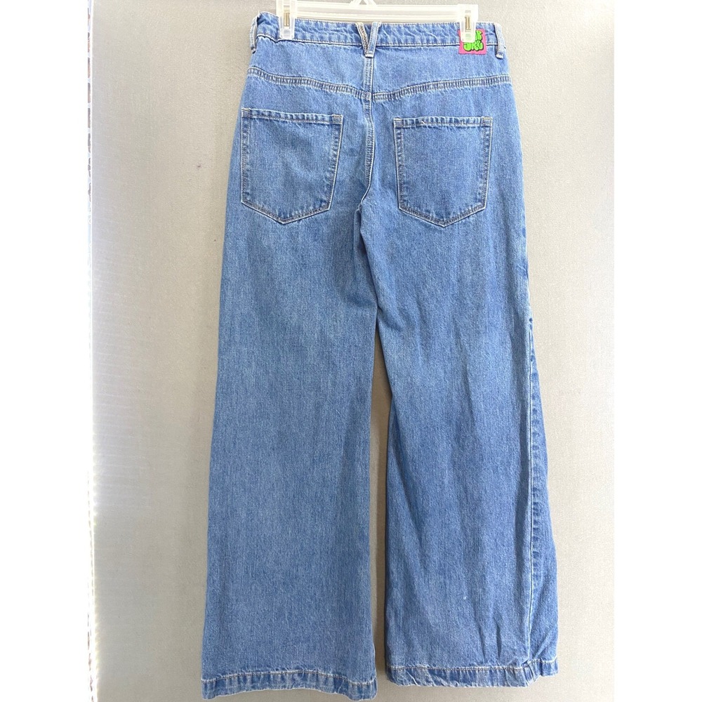 Empyre Womens Wide Leg Jeans Blue Medium Wash High Rise Panel Seam Streetwear - Picture 2 of 14
